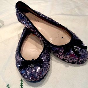 Browns Bravo sequin slip ons.